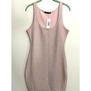 Womens Pink BodyCon Dress CBR Rose Silver Tank Dress Sz M NEW Fitted